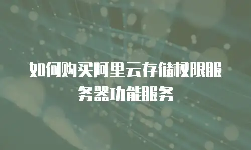 如何购买阿里云存储权限服务器功能服务