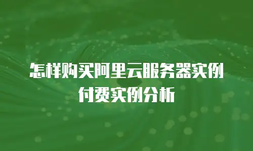 怎样购买阿里云服务器实例付费实例分析