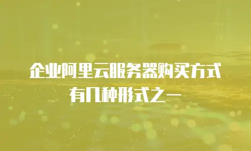 企业阿里云服务器购买方式有几种形式之一