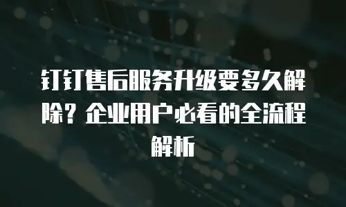 钉钉售后服务升级要多久解除？企业用户必看的全流程解析