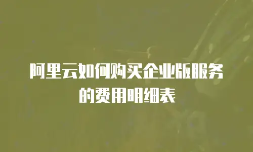 阿里云如何购买企业版服务的费用明细表