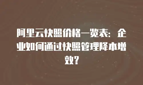 阿里云快照价格一览表：企业如何通过快照管理降本增效？