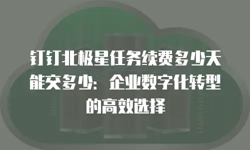 钉钉北极星任务续费多少天能交多少：企业数字化转型的高效选择