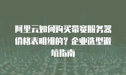 阿里云如何购买带宽服务器价格表明细的？企业选型避坑指南