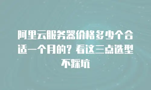 阿里云服务器价格多少个合适一个月的？看这三点选型不踩坑