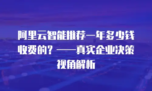 阿里云智能推荐一年多少钱收费的？——真实企业决策视角解析