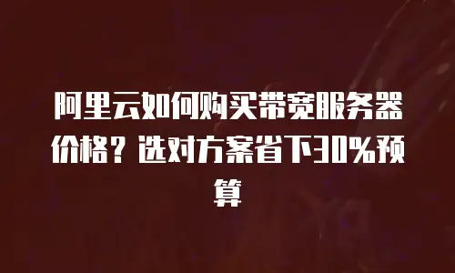 阿里云如何购买带宽服务器价格？选对方案省下30%预算