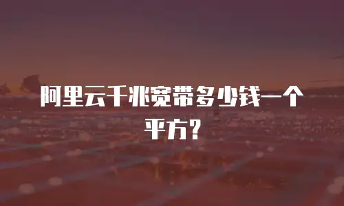 阿里云千兆宽带多少钱一个平方？