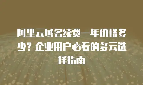 阿里云域名续费一年价格多少？企业用户必看的多云选择指南