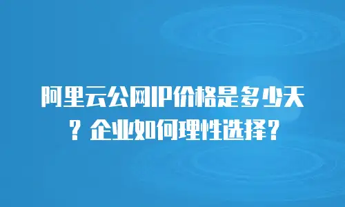 阿里云公网IP价格是多少天？企业如何理性选择？