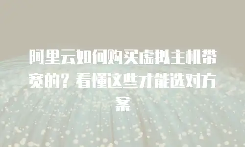 阿里云如何购买虚拟主机带宽的？看懂这些才能选对方案