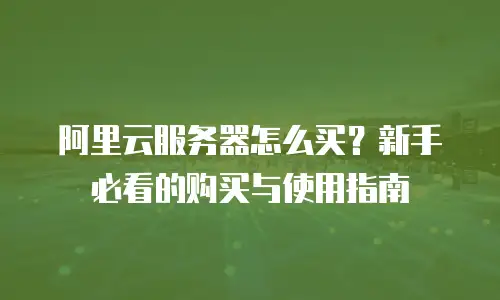 阿里云服务器怎么买？新手必看的购买与使用指南