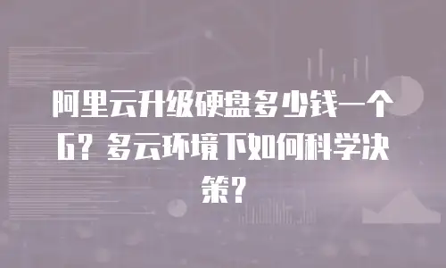 阿里云升级硬盘多少钱一个G？多云环境下如何科学决策？