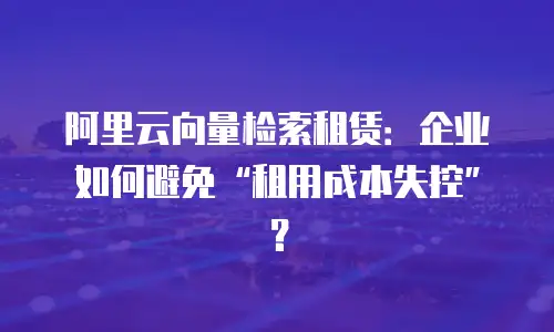 阿里云向量检索租赁：企业如何避免“租用成本失控”？