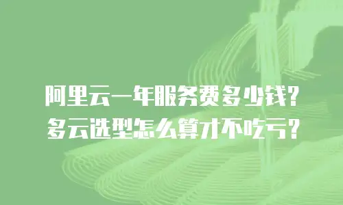阿里云一年服务费多少钱？多云选型怎么算才不吃亏？