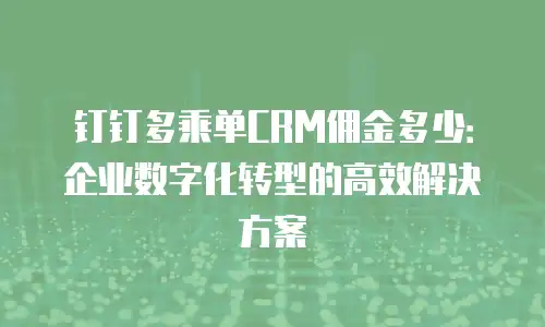 钉钉多乘单CRM佣金多少：企业数字化转型的高效解决方案