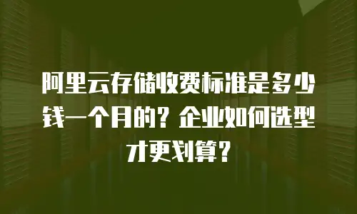 阿里云存储收费标准是多少钱一个月的？企业如何选型才更划算？