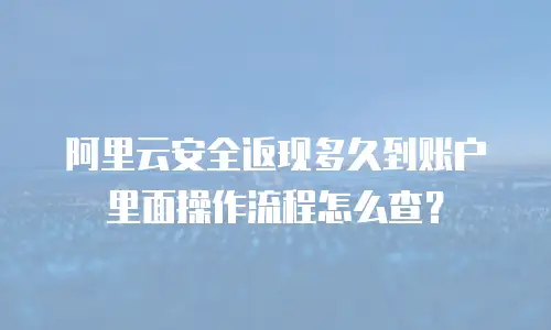 阿里云安全返现多久到账户里面操作流程怎么查？