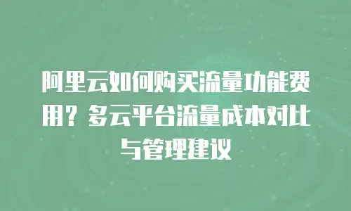 阿里云如何购买流量功能费用？多云平台流量成本对比与管理建议
