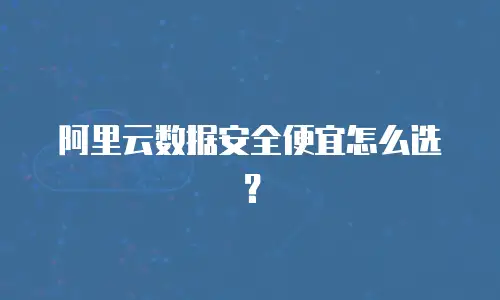 阿里云数据安全便宜怎么选？
