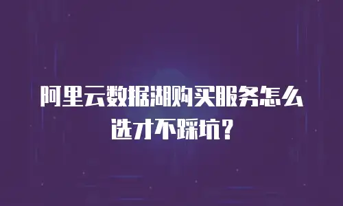 阿里云数据湖购买服务怎么选才不踩坑？