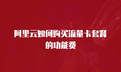 阿里云如何购买流量卡套餐的功能费
