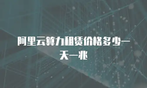 阿里云算力租赁价格多少一天一兆