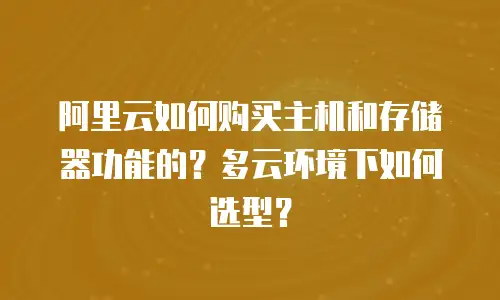 阿里云如何购买主机和存储器功能的？多云环境下如何选型？