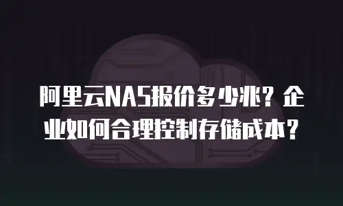 阿里云NAS报价多少兆？企业如何合理控制存储成本？