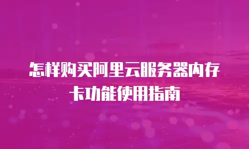 怎样购买阿里云服务器内存卡功能使用指南