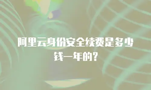 阿里云身份安全续费是多少钱一年的？