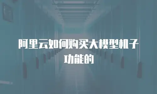 阿里云如何购买大模型机子功能的