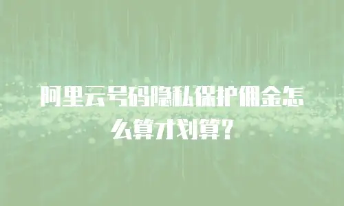阿里云号码隐私保护佣金怎么算才划算？