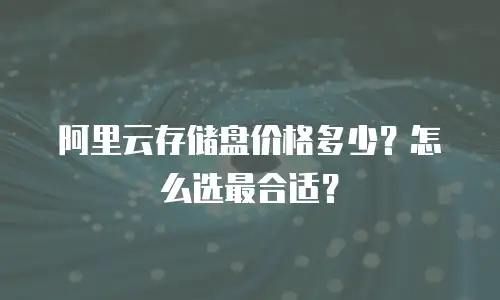 阿里云存储盘价格多少？怎么选最合适？