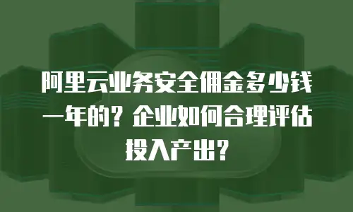 阿里云业务安全佣金多少钱一年的？企业如何合理评估投入产出？
