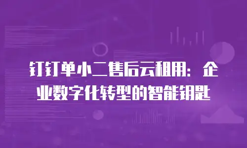 钉钉单小二售后云租用：企业数字化转型的智能钥匙