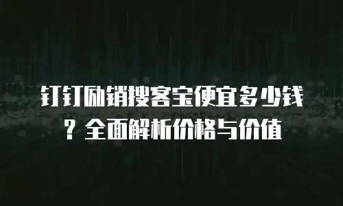钉钉励销搜客宝便宜多少钱？全面解析价格与价值