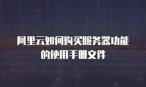 阿里云如何购买服务器功能的使用手册文件
