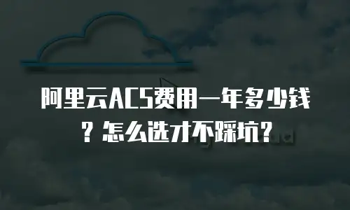 阿里云ACS费用一年多少钱？怎么选才不踩坑？