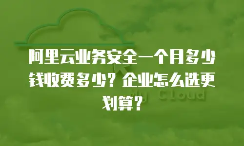 阿里云业务安全一个月多少钱收费多少？企业怎么选更划算？