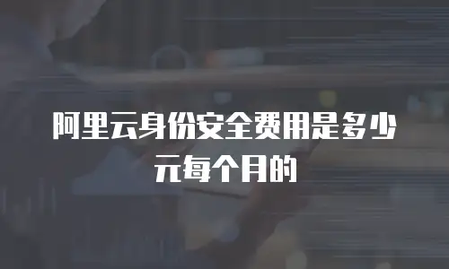 阿里云身份安全费用是多少元每个月的