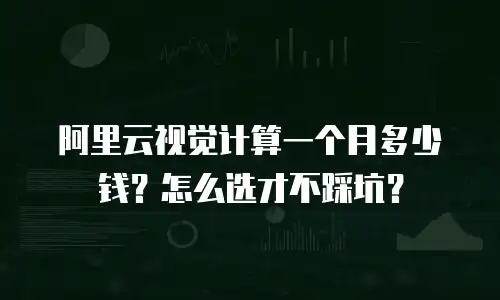 阿里云视觉计算一个月多少钱？怎么选才不踩坑？