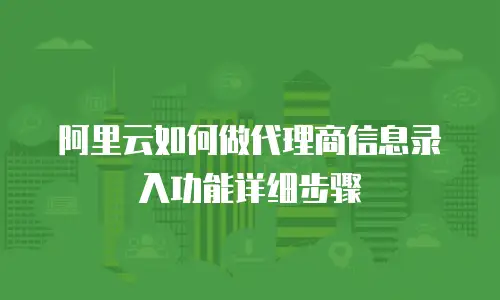 阿里云如何做代理商信息录入功能详细步骤