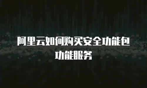 阿里云如何购买安全功能包功能服务