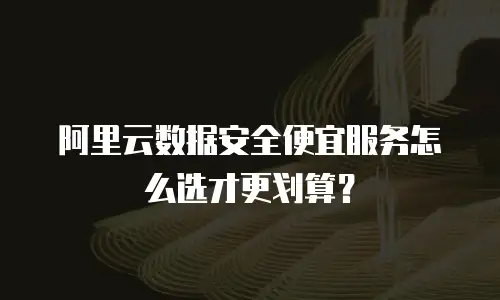 阿里云数据安全便宜服务怎么选才更划算？