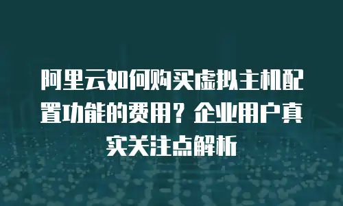 阿里云如何购买虚拟主机配置功能的费用？企业用户真实关注点解析