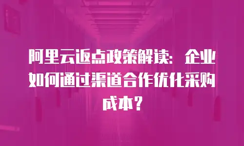 阿里云返点政策解读：企业如何通过渠道合作优化采购成本？