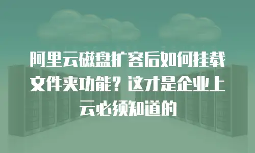 阿里云磁盘扩容后如何挂载文件夹功能？这才是企业上云必须知道的