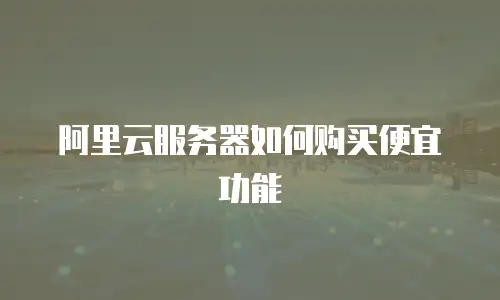阿里云服务器如何购买便宜功能