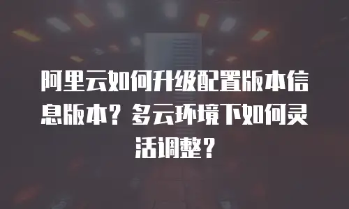阿里云如何升级配置版本信息版本？多云环境下如何灵活调整？